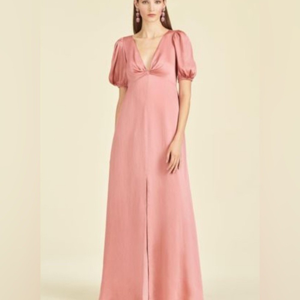 Sachin & Babi Alli Gown Rouge Pink Puff Sleeve Maxi Dress Size 10 Homecoming